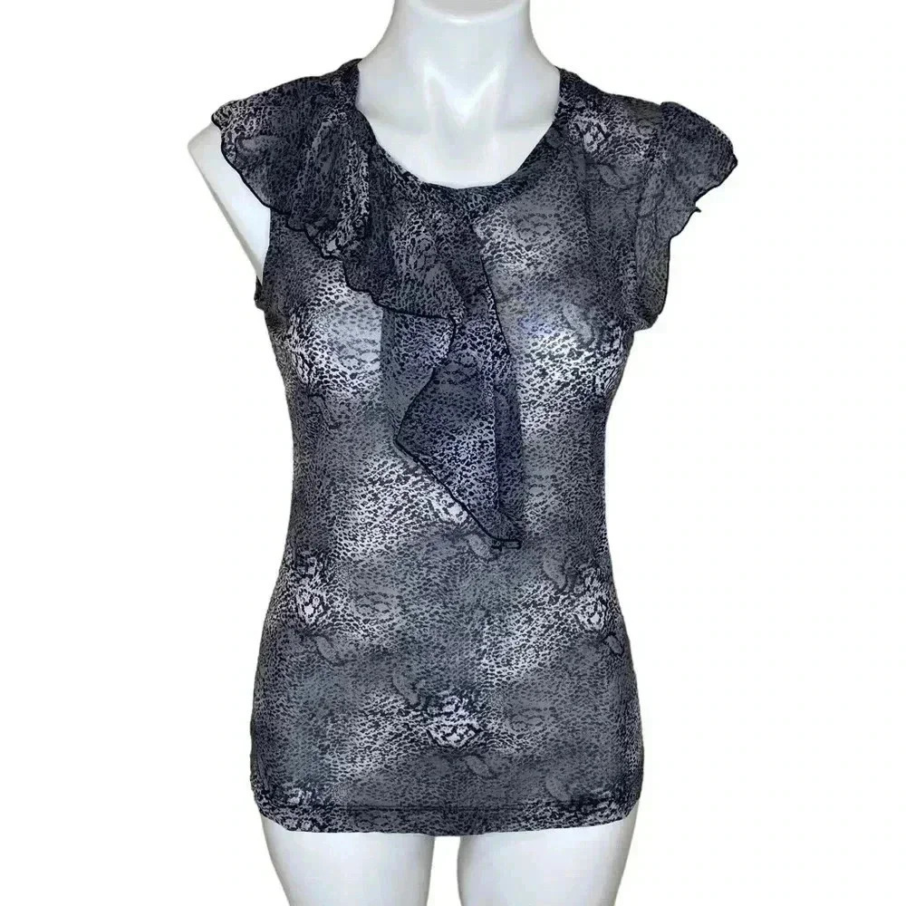 Mesh The limited Y2k ruffle tank size medium sheer